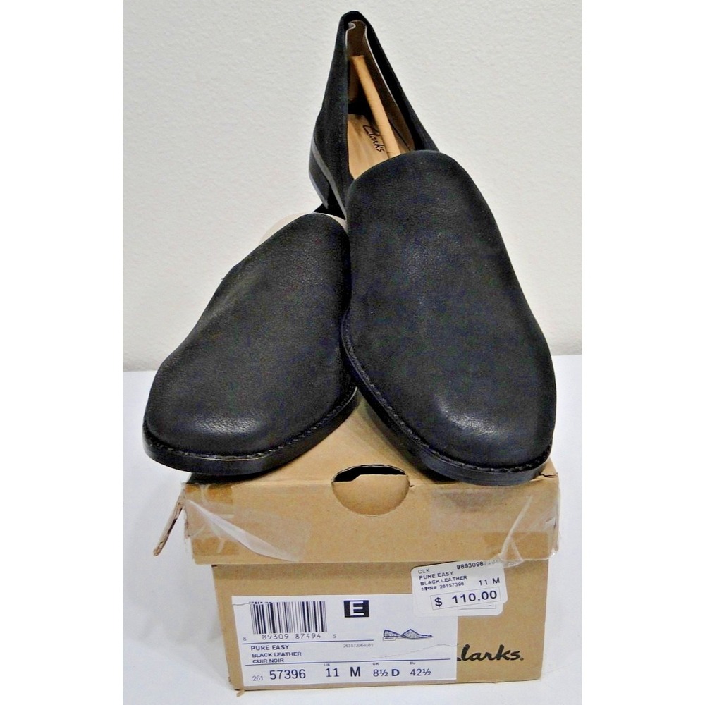 Clarks Pure Easy Women 11 Black Leather Slip On Loafers | Minimalist‎ Office